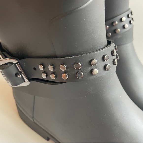 Hunter Refined Black Adjustable Studded Tall Rubber Boots Riding Equestrian 9 - Picture 8 of 13